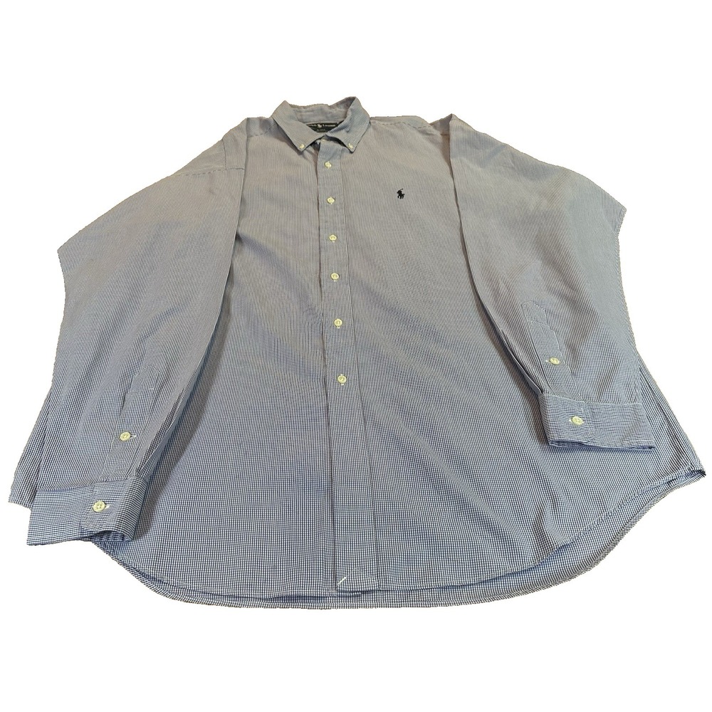 Ralph Lauren Long Sleeve Shirt Blake 100% Cotton Plaid Pony Logo Size XL